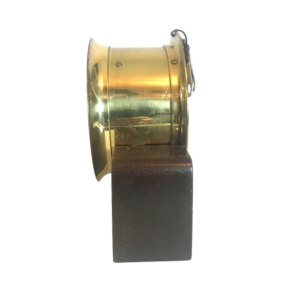 Vintage Seth Thomas Brass Ship Clock On Wood Base 8"W X 7"T With Key - Picture 2 of 8